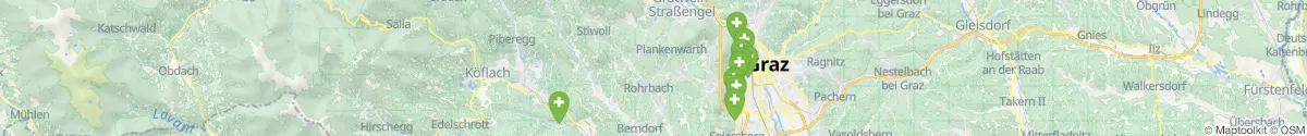Kartenansicht für Apotheken-Notdienste in der Nähe von Sankt Oswald bei Plankenwarth (Graz-Umgebung, Steiermark)